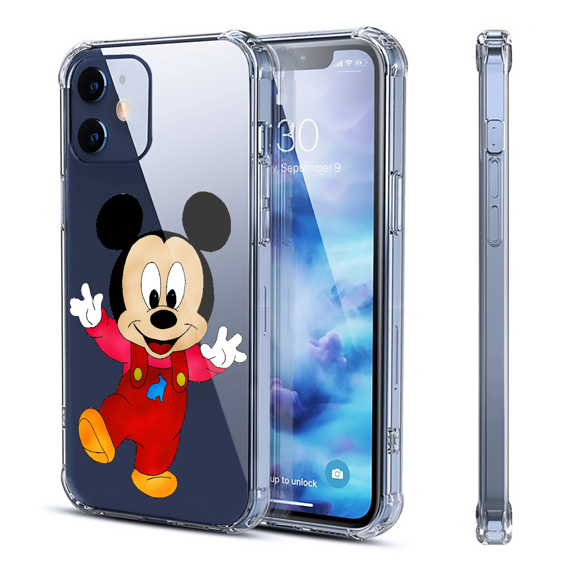 （画像用） ミッキーマウス Mickey Mouse 【iPhone 12シリーズ対応】透明スマホケース（クリアソフトケース）